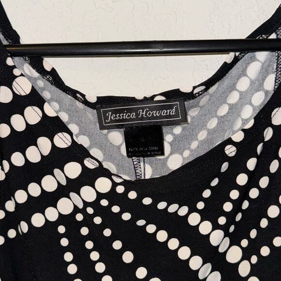 Jessica Howard Sleeveless Polka Dot Pattern Dress Black and White Womens Size 8 - Picture 3 of 6